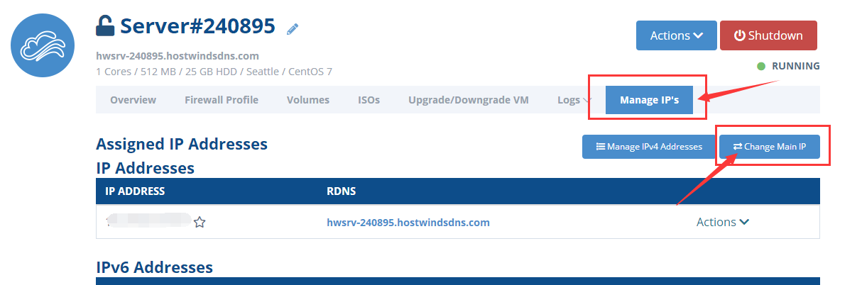 Hostwinds VPS更换IP教程