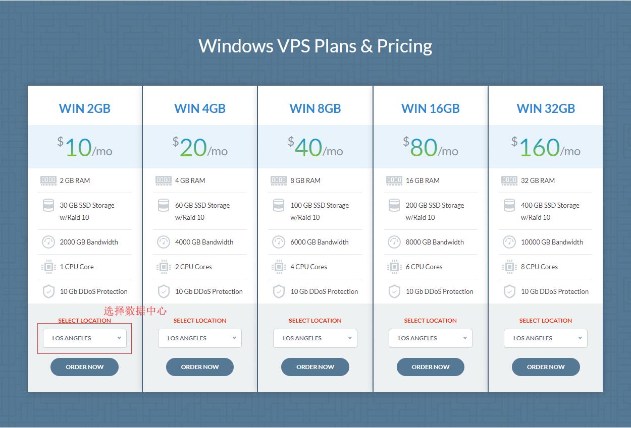 IO Zoom美国  Windows VPS 购买界面