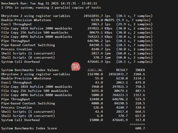 Linux服务器采用一键UnixBench脚本跑分测试服务器性能