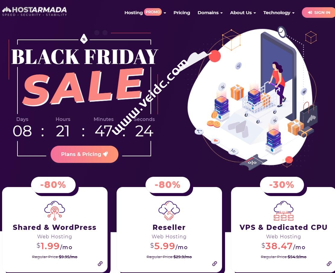 Hostarmada：黑色星期五活动开启，共享主机80%折扣，vps主机30%折扣，可选新加坡/美国等9机房
