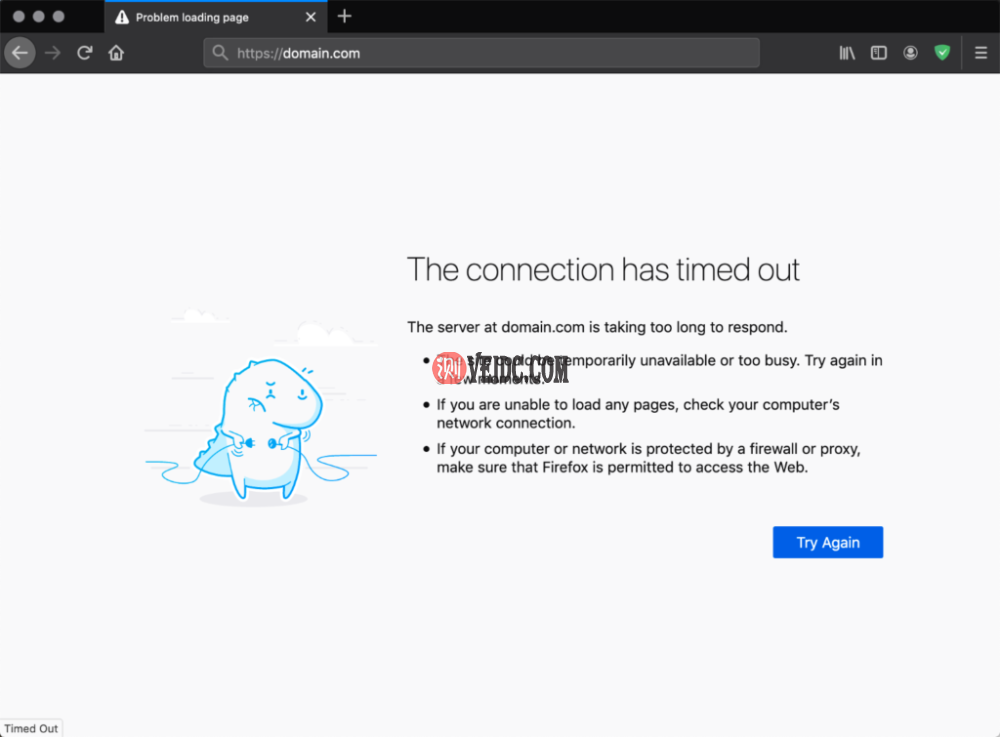 Firefox中的ERR_CONNECTION_TIMED_OUT错误