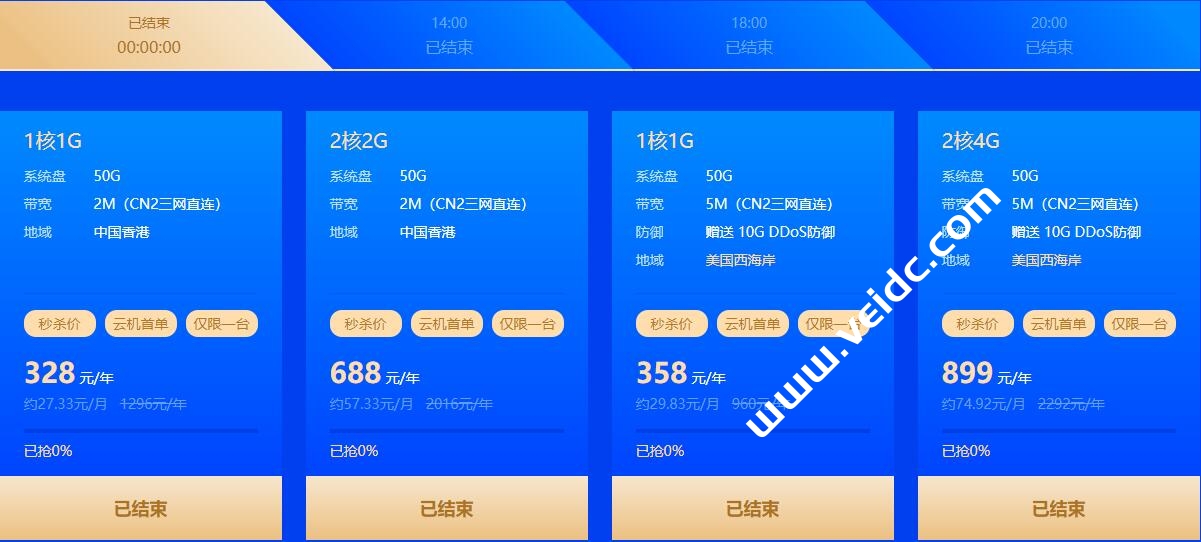 华纳云：年终云狂欢，香港/美国云服务器低至328元/年，香港美国高防服务器特惠