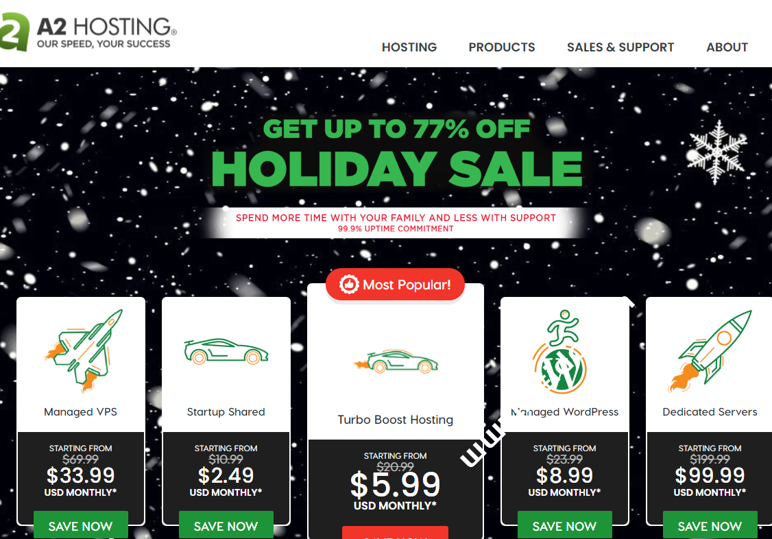 A2Hosting：圣诞促销，美国WordPress外贸虚拟主机最高优惠77%，月付低至$2.49