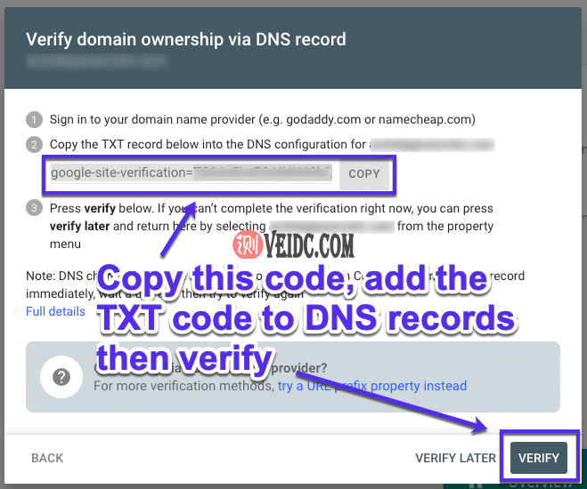 通过DNS记录验证所有权