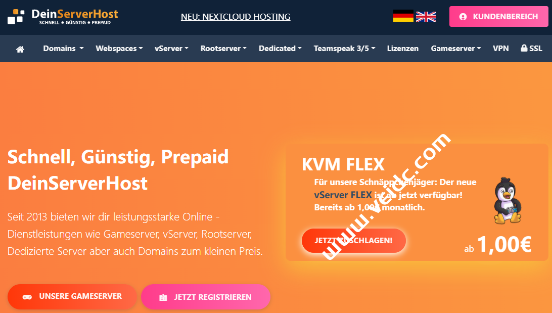 DeinServerHost：德国独立服务器优惠，高防服务器，1Gbps带宽，可选Voxility 和 Combahton ddos防御，€23/月起