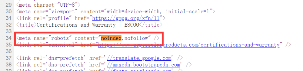 Google Search网址已提交，但带有“noindex”标记如何解决