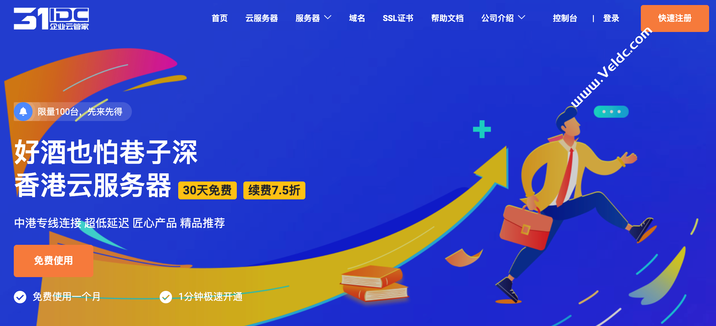 31IDC：香港VPS云服务器新客免费试用30天！CN2 GIA三网专线直连大陆，品质敢保证，不稳定随时退