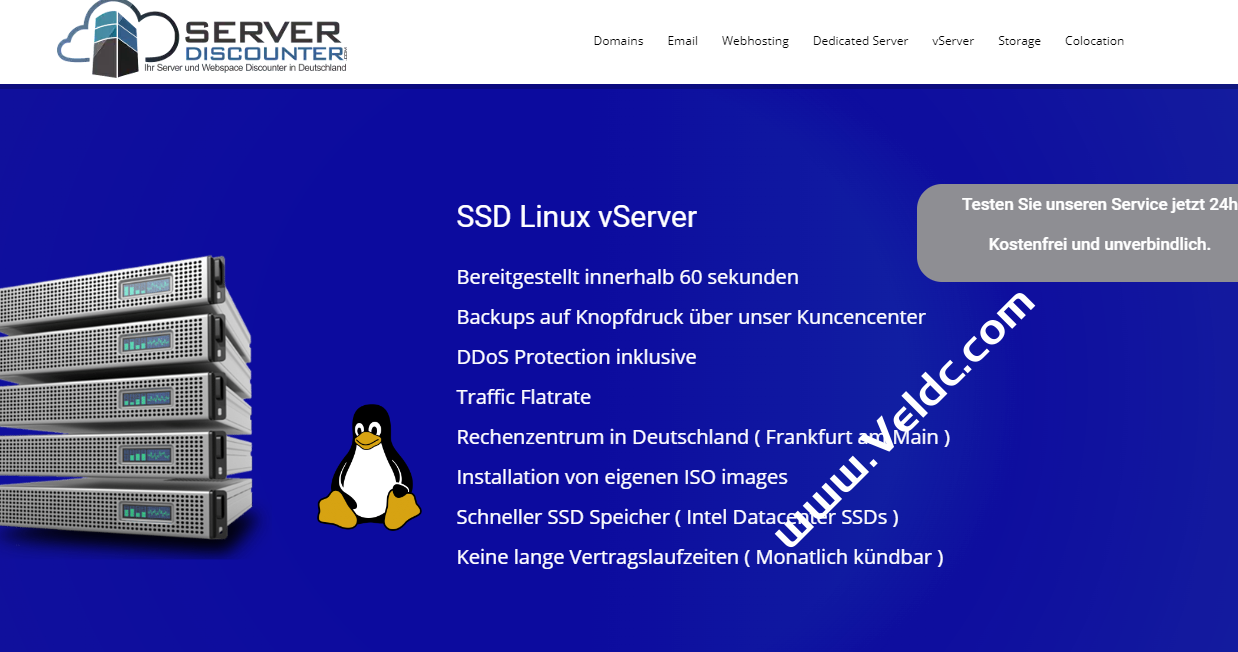 serverdiscounter：德国便宜VPS，1核/1GB/100Mbps@不限流量/免费高防，€1.95/月起