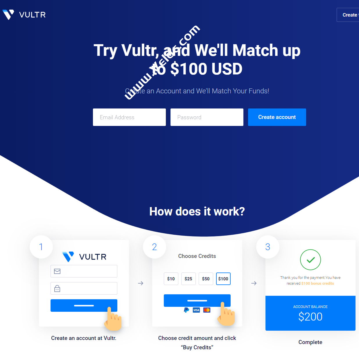 Vultr：2023新增优惠，新用户免费赠送250美元账户余额，充多少送多少活动持续有效