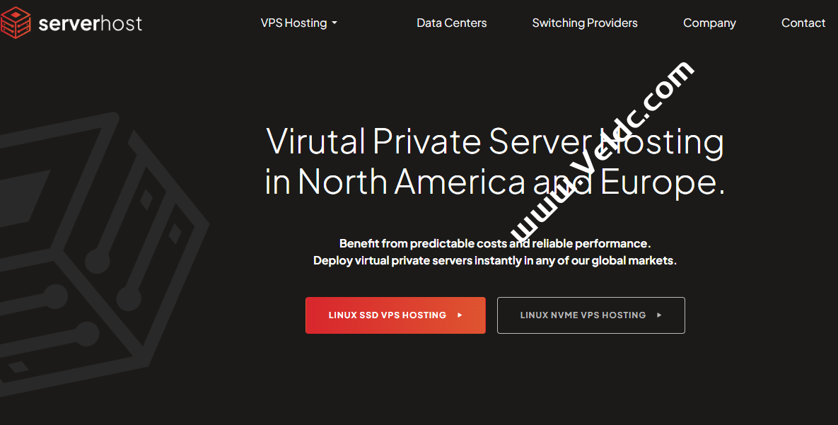 ServerHost：国外便宜VPS，可选美国/荷兰/德国/波兰等8个数据中心，1Gbps不限流量，季付$6起