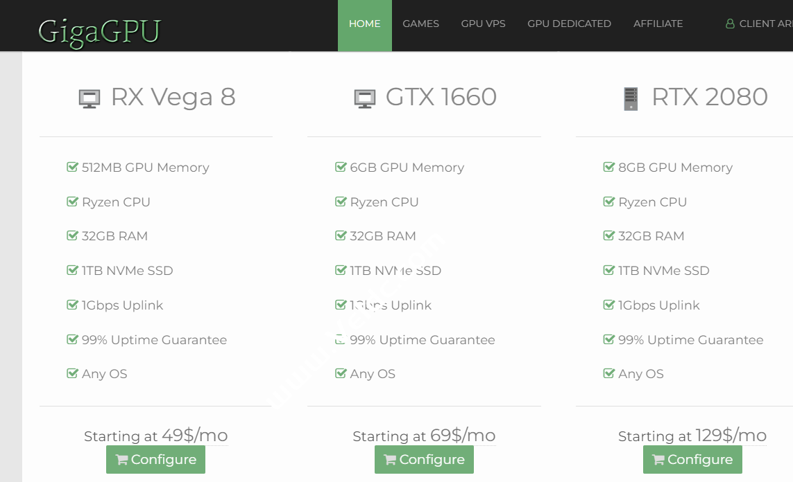 GigaGPU：英国GPU服务器，Ryzen 7 5700G/16g内存/1TB NVMe/RX Vega 8，月付49美元起