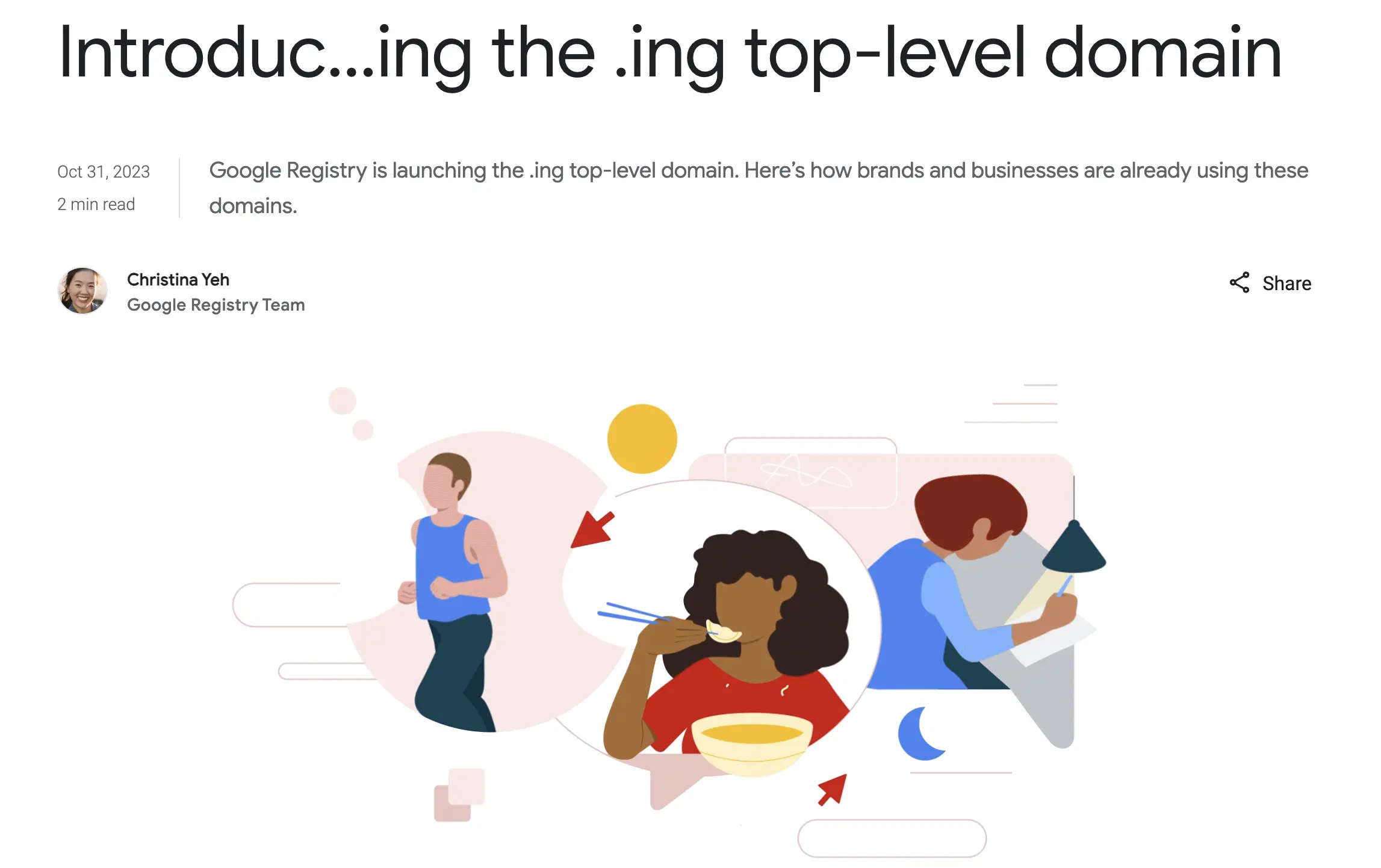 谷歌开放 .ing 顶级域名注册