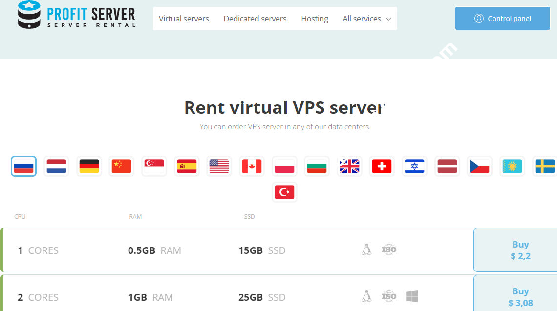 Profitserver：#网一#国外VPS特价促销，可选美国/新加坡/中国香港机房等机房，月付$2.2起