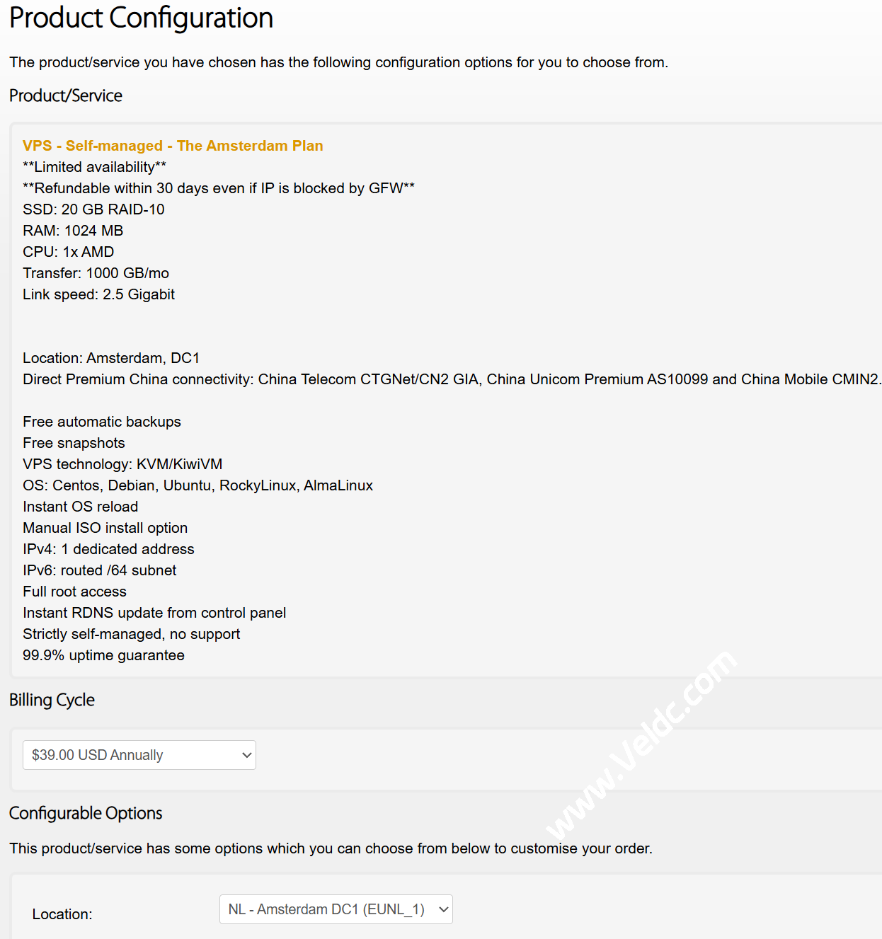 搬瓦工The Amsterdam Plan VPS限量套餐显示可购买，但需邀请码-国外主机测评