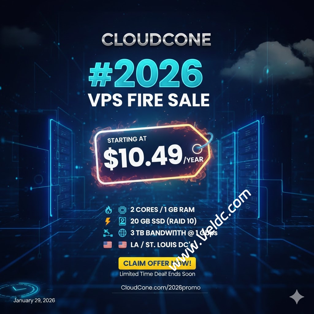 2026开年性价比之选:CloudCone 推出入门级 VPS,年付 $10.49起,可选美国洛杉矶/圣路易斯机房-国外主机测评