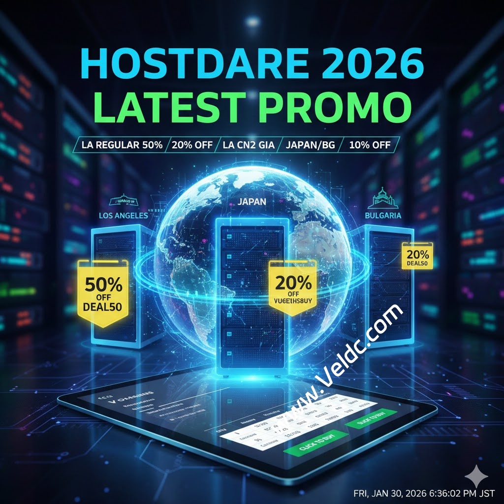 HostDare 2026年最新促销：洛杉矶/日本/保加利亚 VPS 低至5折，年付$12.99起-国外主机测评