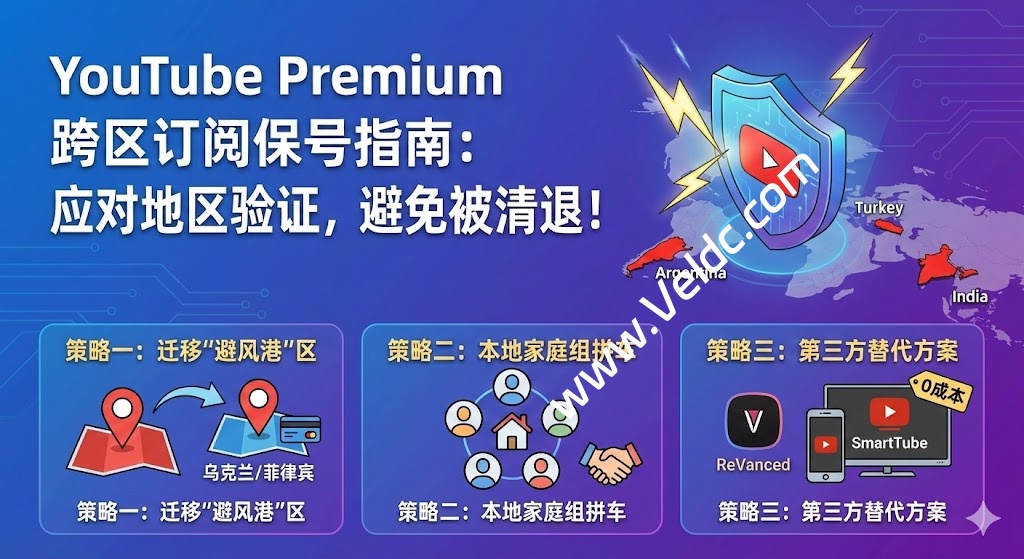 如何应对YouTube加强对Premium订阅的国家/地区验证,避免印度IN/土耳其/阿根廷等地区账号被清理订阅-国外主机测评