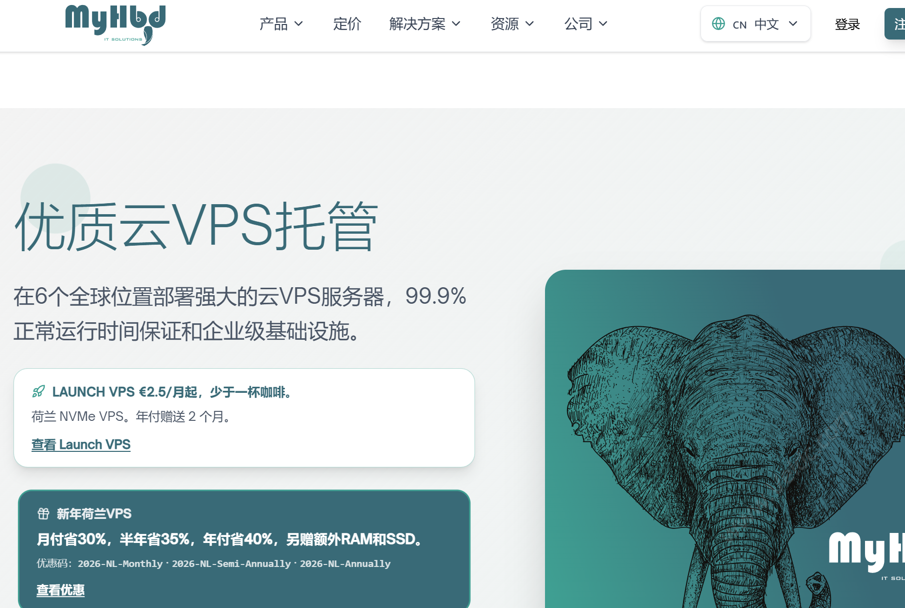 myhbd：低价高配荷兰VPS，1核AMD/2GB/30GB NVMe，1Gbps@2TB，免费高防，月付€2.5起-国外主机测评