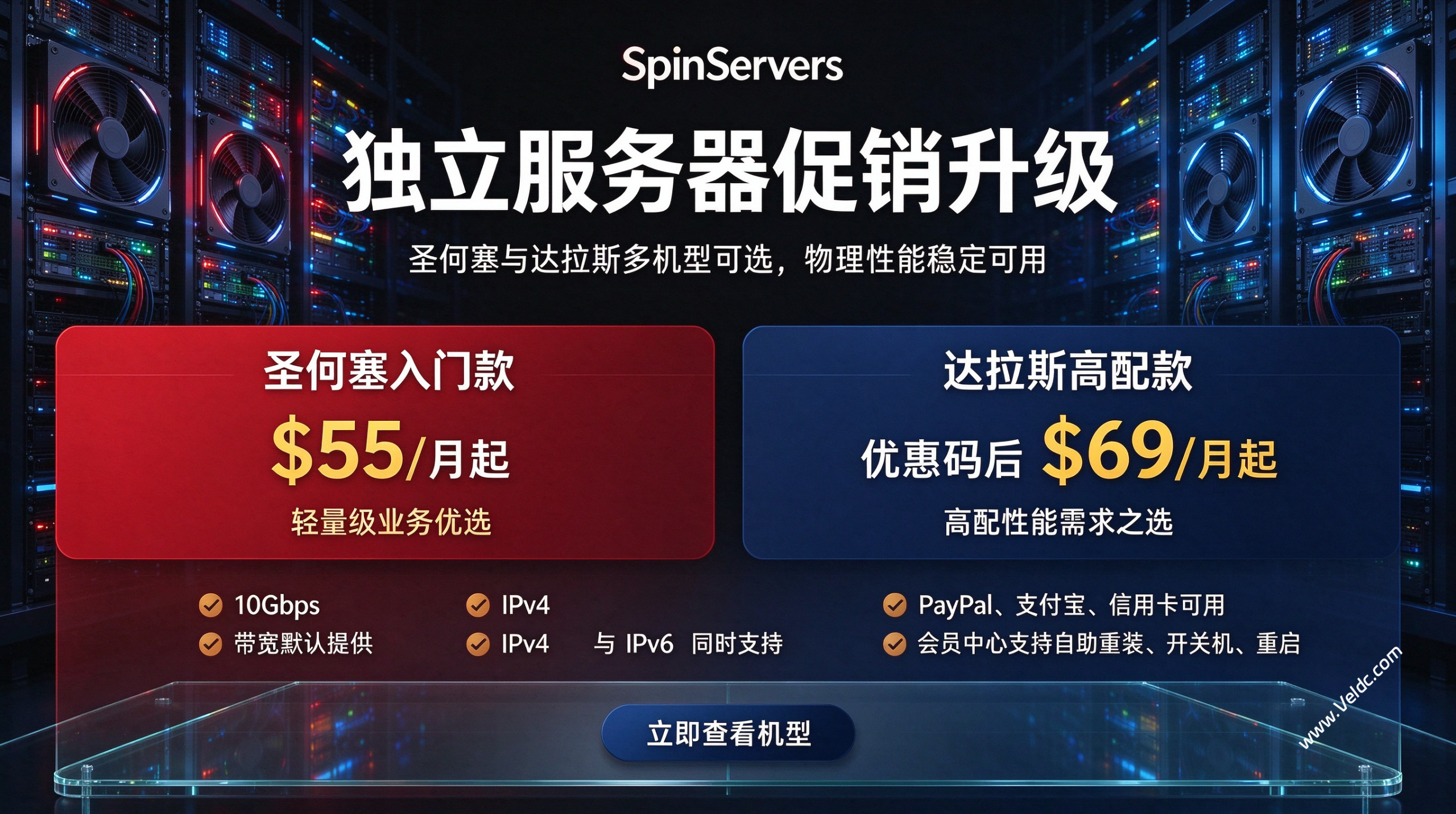 SpinServers：美国圣何塞独立服务器促销，2*E5-2630v2/64GB/240GB SSD，10Gbps@30TB，月付$55起-国外主机测评