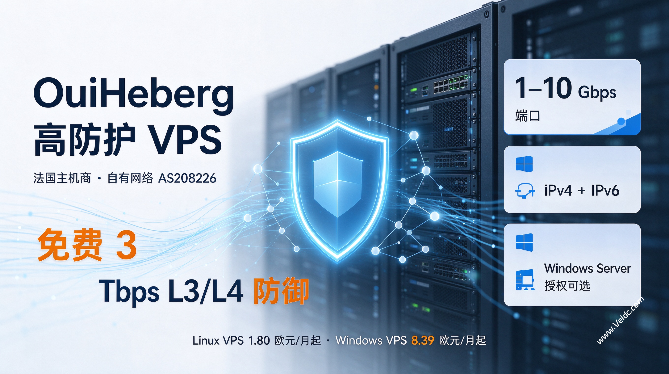 OuiHeberg:便宜KVM VPS,月付1.8 欧元起,可选美国/法国/荷兰/德国机房-国外主机测评